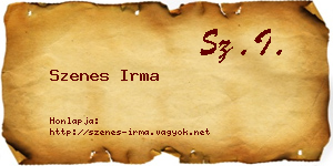 Szenes Irma névjegykártya
